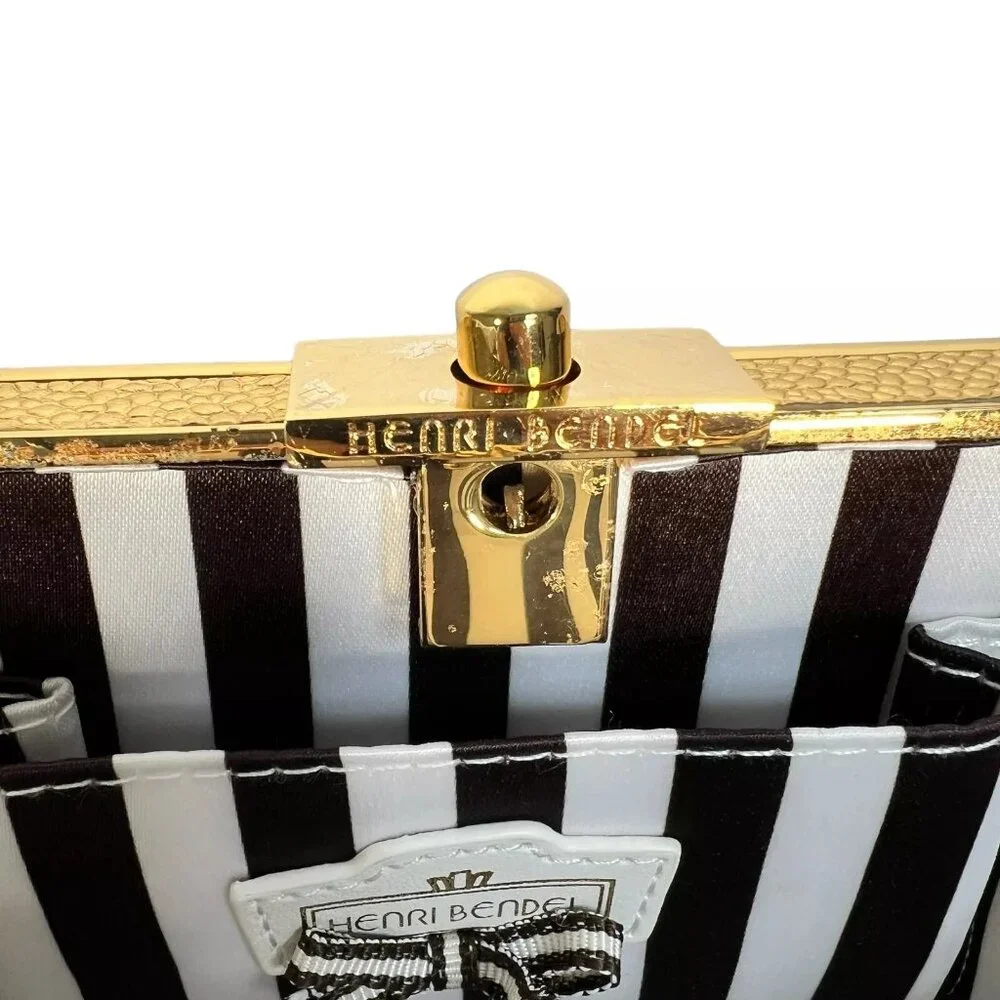 Henri Bendel The Party Starter Gold Clutch Shoulder Box Purse Removable Strap - Picture 14 of 16